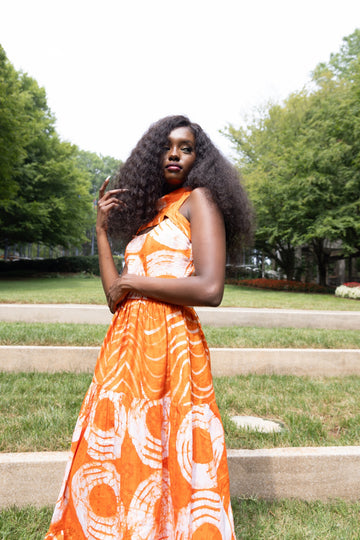 Besida orange Àdìrẹ maxi dress