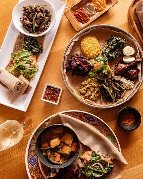 Food at Demera Ethiopian Restaurant in Chicago