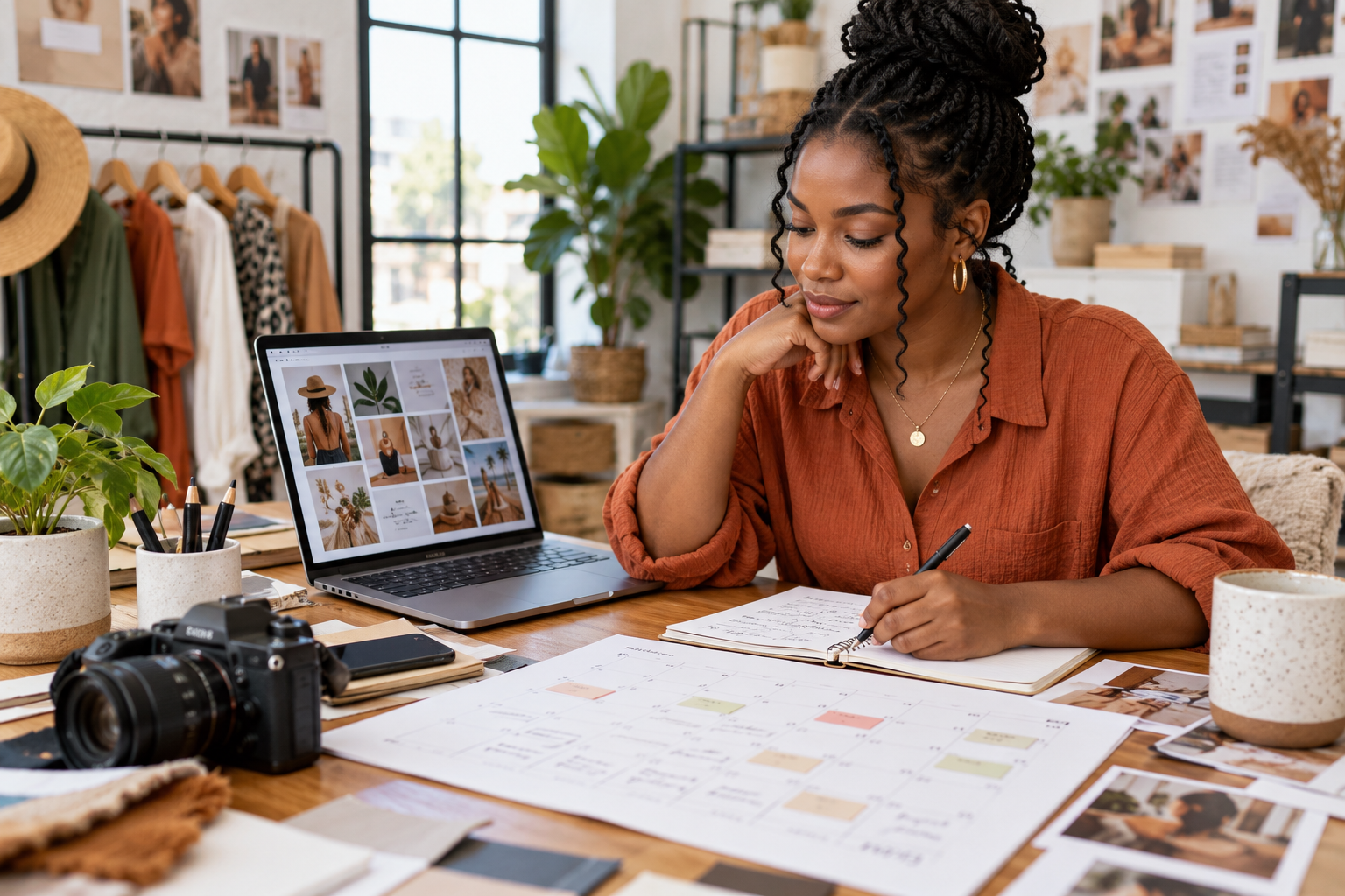 African diaspora entrepreneur plans social media campaigns and monthly themes